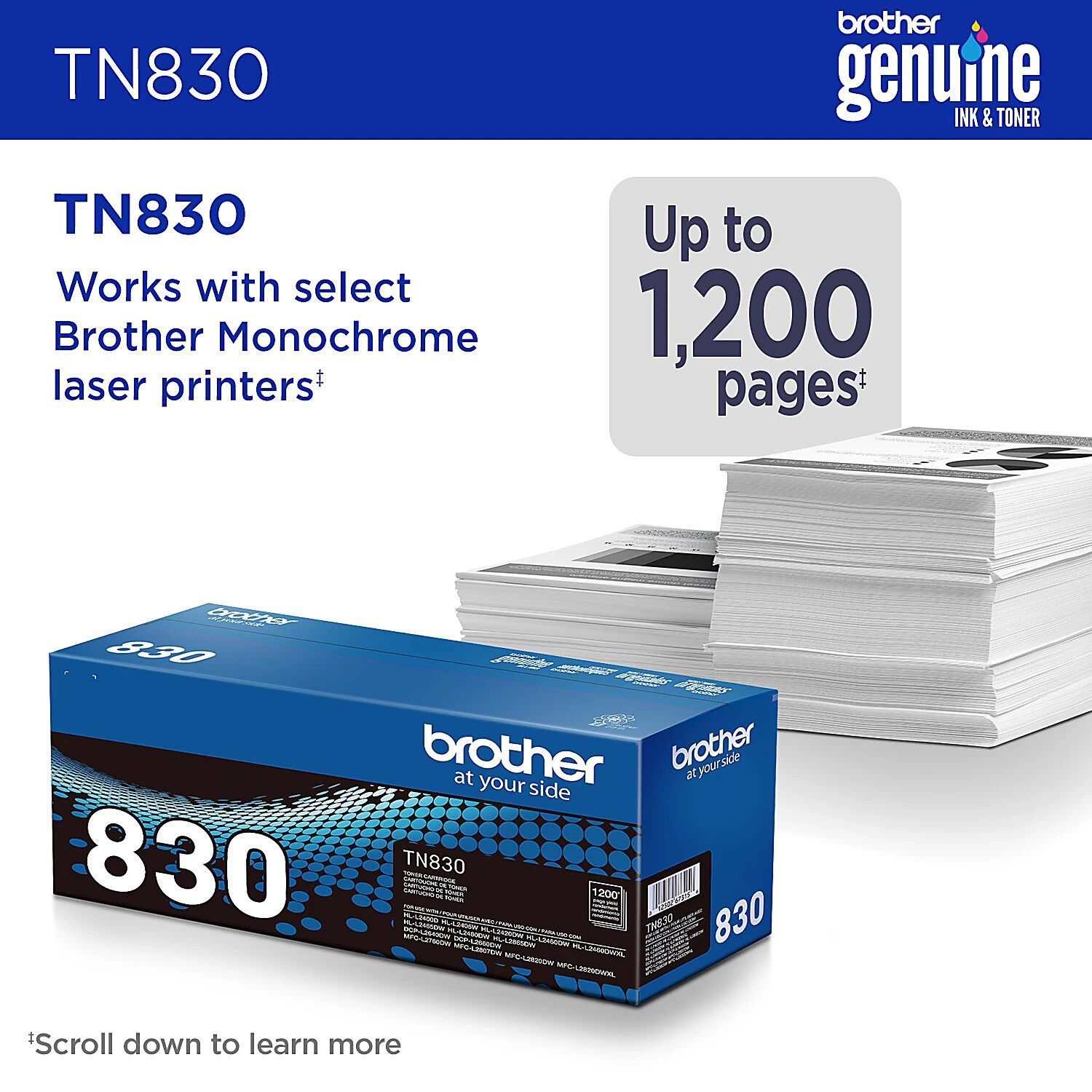 Brother TN830 Black Toner Cartridge | P.C. Richard & Son