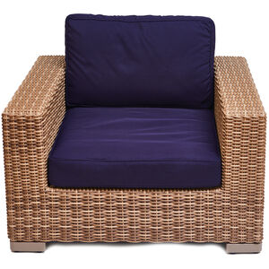 Marie Albert Home Rutherford Rattan Outdoor Lounge Arm Chair - Navy Blue/Brown, , hires