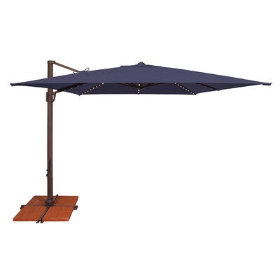 SimplyShade Bali Pro 10' Square Cantilever in Sunbrella Fabric with Built-In StarLights - Navy | SSAD45SLA543