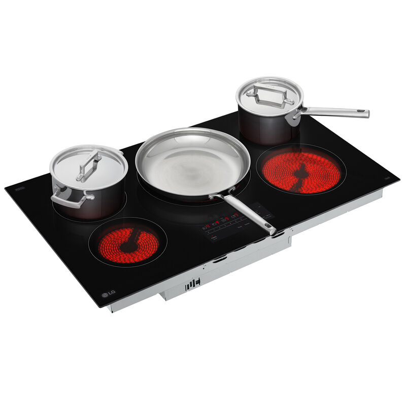 LG 36 in. 5-Burner Smart Electric Cooktop with Simmer Burner & Power Burner - Black, , hires