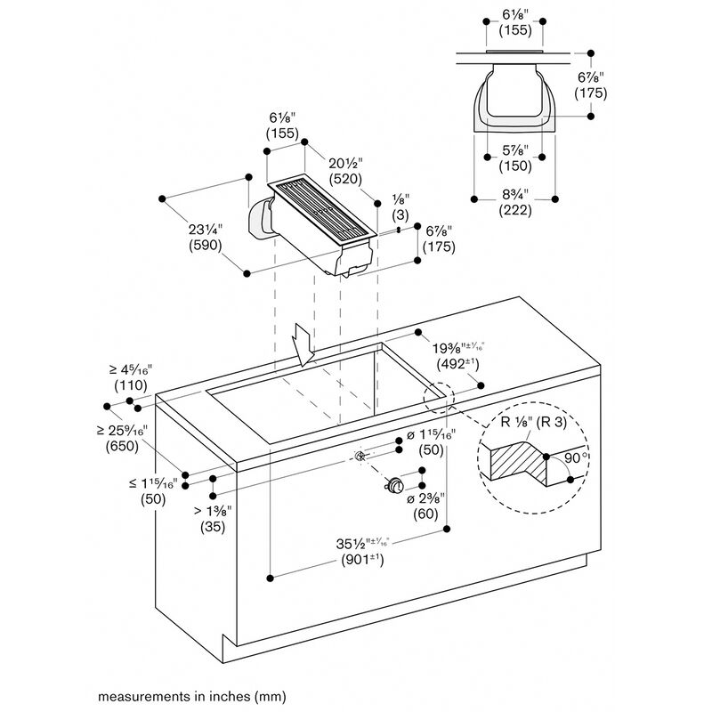 Gaggenau Vario 400 Series 6 in. Convertible Downdraft with 3 Fan Speeds - Stainless Steel, , hires