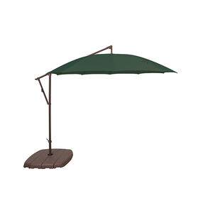 SimplyShade Santorini 10' Round Cantilever Umbrella in Solefin Fabric - Forest Green, Green, hires