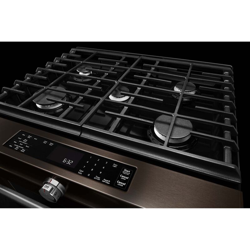 KitchenAid 30 in. 5.8 cu. ft. Convection Slide-In Gas Range with 5 Sealed Burners - Black Stainless Steel with PrintShield Finish, , hires