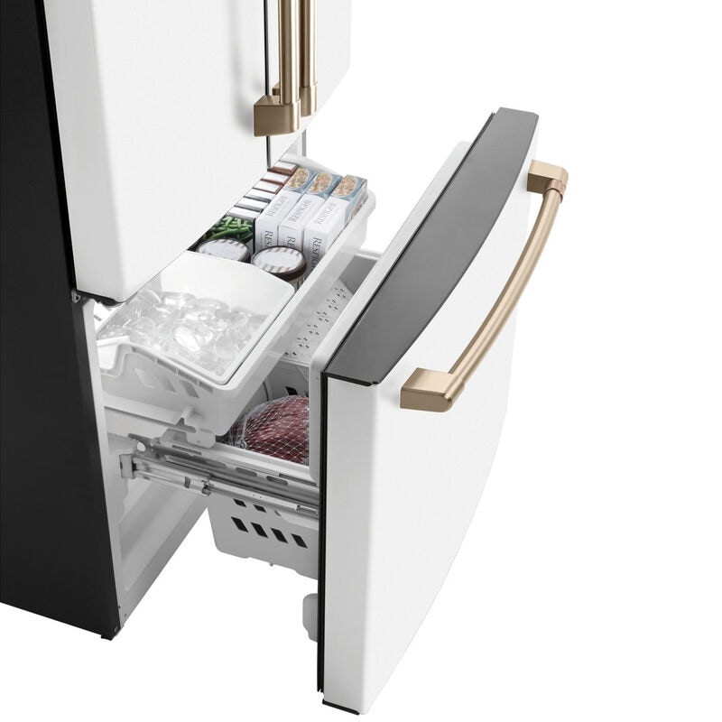 Cafe 33 in. 18.6 cu. ft. Counter Depth French Door Refrigerator with Internal Water Dispenser - Matte White, Matte White, hires