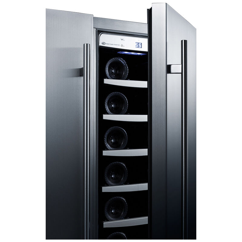 Summit 24 in. Built-In/Freestanding 5.1 cu. ft. Compact Wine/Beverage Center with Adjustable Shelves & Digital Control - Stainless Steel, , hires