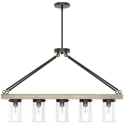 Hunter Devon Park 8 in. 5-Light Linear Chandelier with Clear Glass - Onyx Bengal | 19006