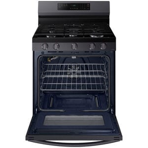 Samsung 30 in. 6 cu. ft. Smart Air Fry Standard Convection Gas Range with 5 Sealed Burners & Griddle - Black Stainless, Black Stainless, hires