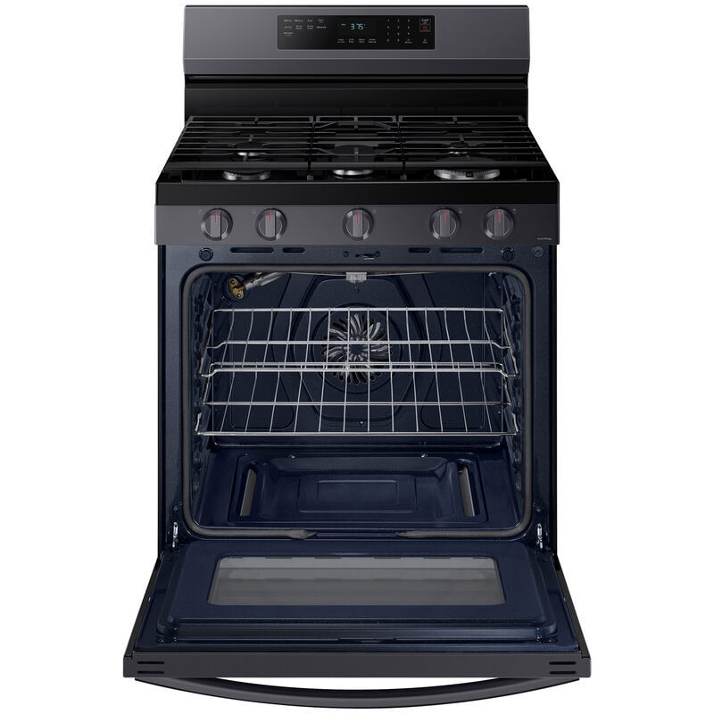 Samsung 30 in. 6 cu. ft. Smart Air Fry Standard Convection Gas Range with 5 Sealed Burners & Griddle - Black Stainless, Black Stainless, hires