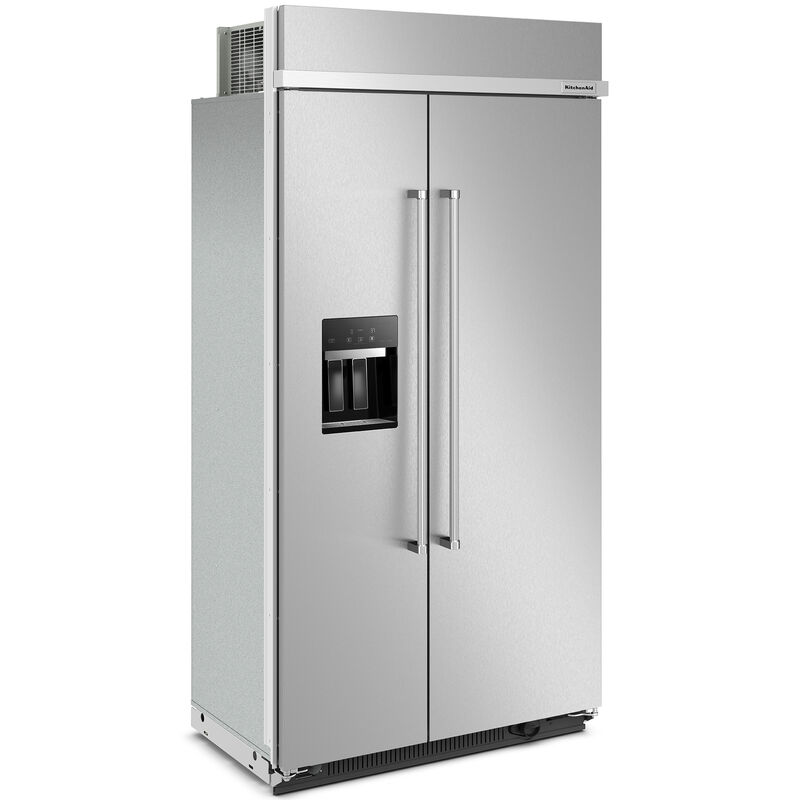 KitchenAid 42 in. 25.1 cu. ft Built-In. Counter Depth Side-by-Side Refrigerator with External Ice & Water Dispenser - Stainless Steel with PrintShield Finish, , hires