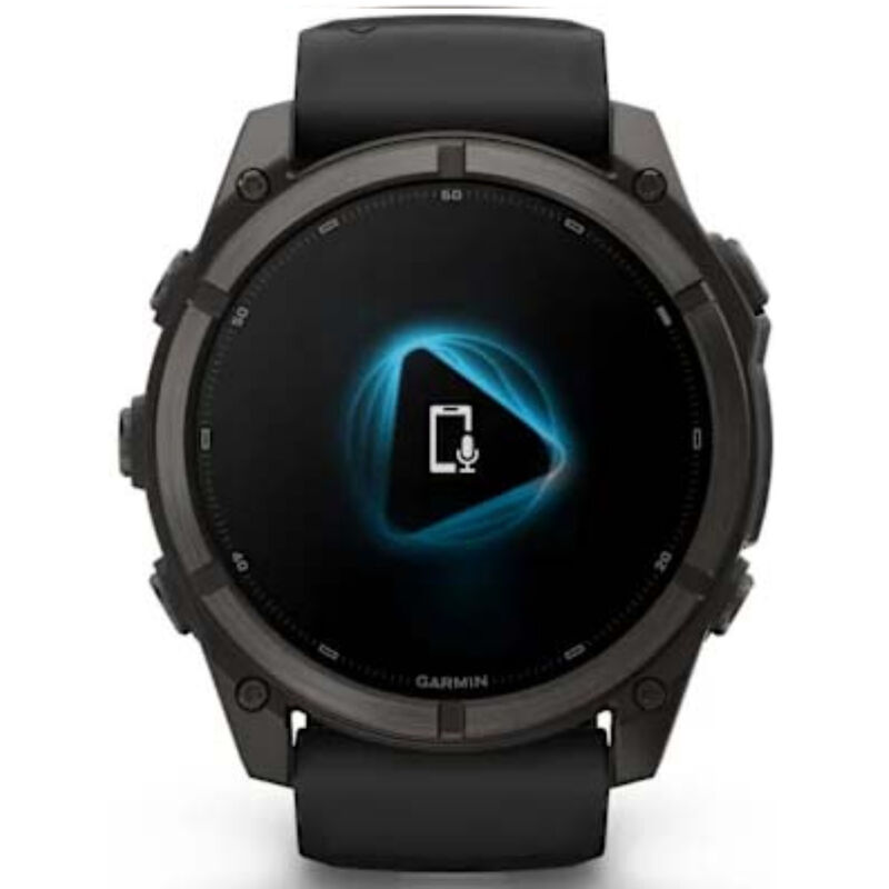 Garmin fenix 9 51 mm, AMOLED Smart Watch - Carbon Gray DLC Titanium with Black Silicone Band, , hires