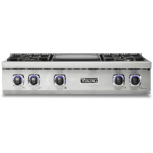 Viking 7 Series 36" Slide-In Gas Cooktop with 4 Sealed Burners & Griddle - Stainless Steel, , hires