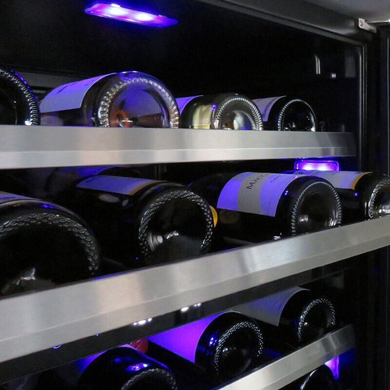 XO 24 in. Undercounter Wine Cooler with Metal Racks, Single Temperature Zone & 54 Bottle Capacity - Stainless Steel, , hires