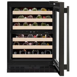 KitchenAid 24 in. Undercounter Right Hinged Wine Cooler with Wood Racks, Dual Temperature Zone(s) & 46-Bottle Capacity - Black Ore, , hires