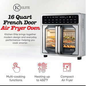 Kitchen Elite 16 Quart French Door Air Fryer Oven Countertop Convection Cooker with LED Display - Stainless Steel, , hires