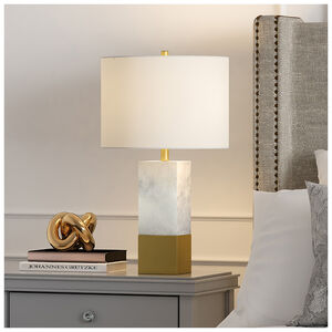 Hudson & Canal Lena Table Lamp in Carrara Style Marble and Brass, , hires