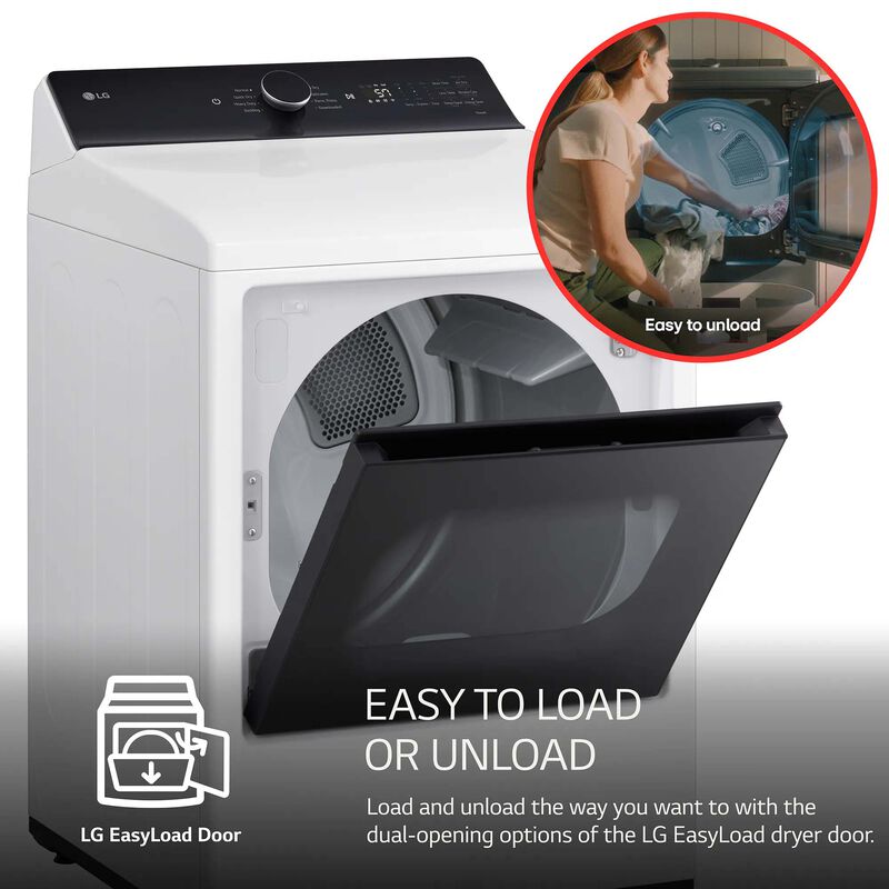 LG 27 in. 7.3 cu. ft. Smart Electric Dryer with EasyLoad Door & AI Sensor Dry - Alpine White, Alpine White, hires