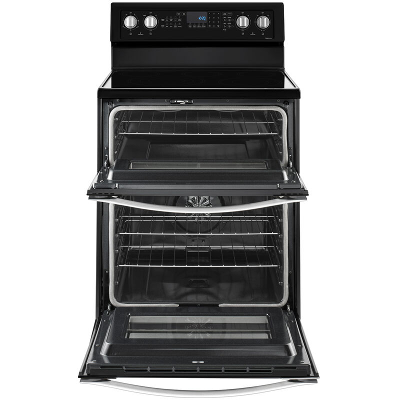 Whirlpool 30 in. 6.7 cu. ft. Convection Double Oven Freestanding Electric Range with 5 Smoothtop Burners - Black Ice, Black Ice, hires