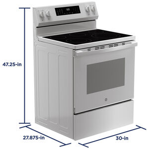GE 30 in. 5.3 cu. ft. Smart Air Fry Convection Oven Freestanding Electric Range with 5 Radiant Burners - White, White, hires