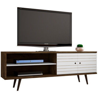 Manhattan Comfort Liberty 63" TV Stand - Rustic Brown & White | 201AMC96
