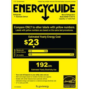 Marvel Outdoor Collection 15 in. 2.7 cu. ft. Built-In Outdoor Undercounter Refrigerator - Stainless Steel, , hires