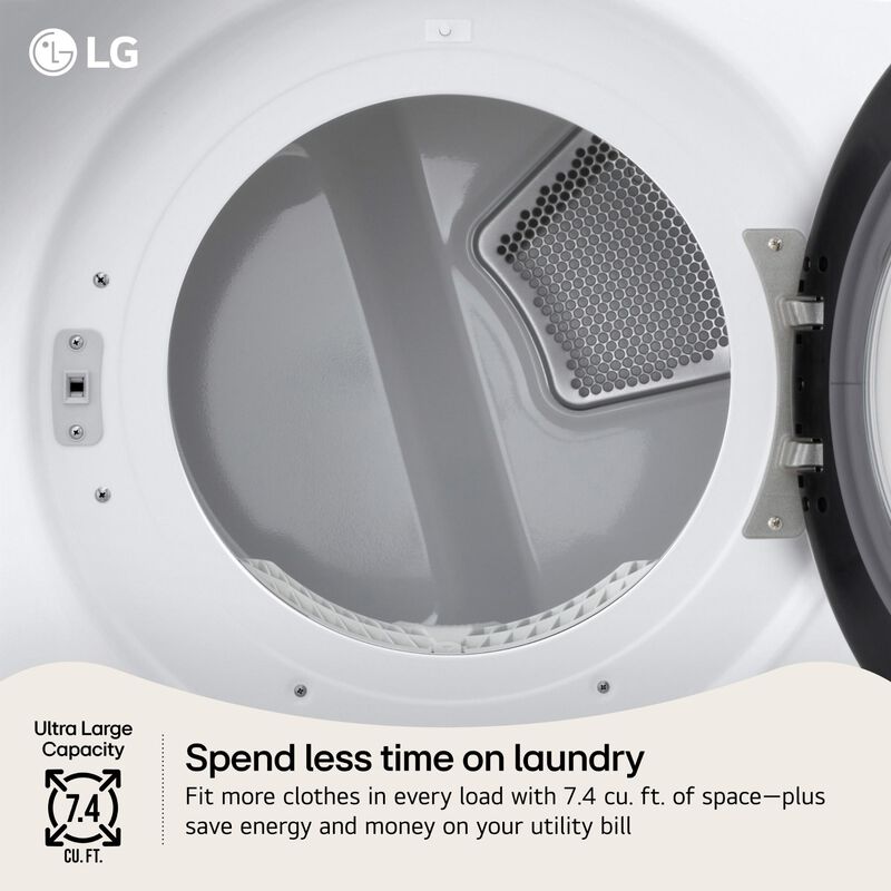 LG 27 in. 7.4 cu. ft. Smart Stackable Electric Dryer with Sensor Dry & AI Dry - White, , hires