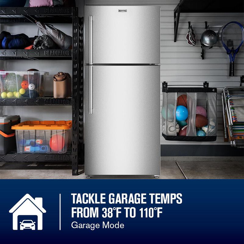 Maytag 33 in. 21.3 cu. ft. Garage-Ready Top Freezer Refrigerator - Fingerprint Resistant Stainless, Fingerprint Resistant Stainless, hires