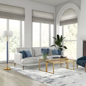 Hudson & Canal Simone Blue and Brass 2-Bulb Floor Lamp, , hires