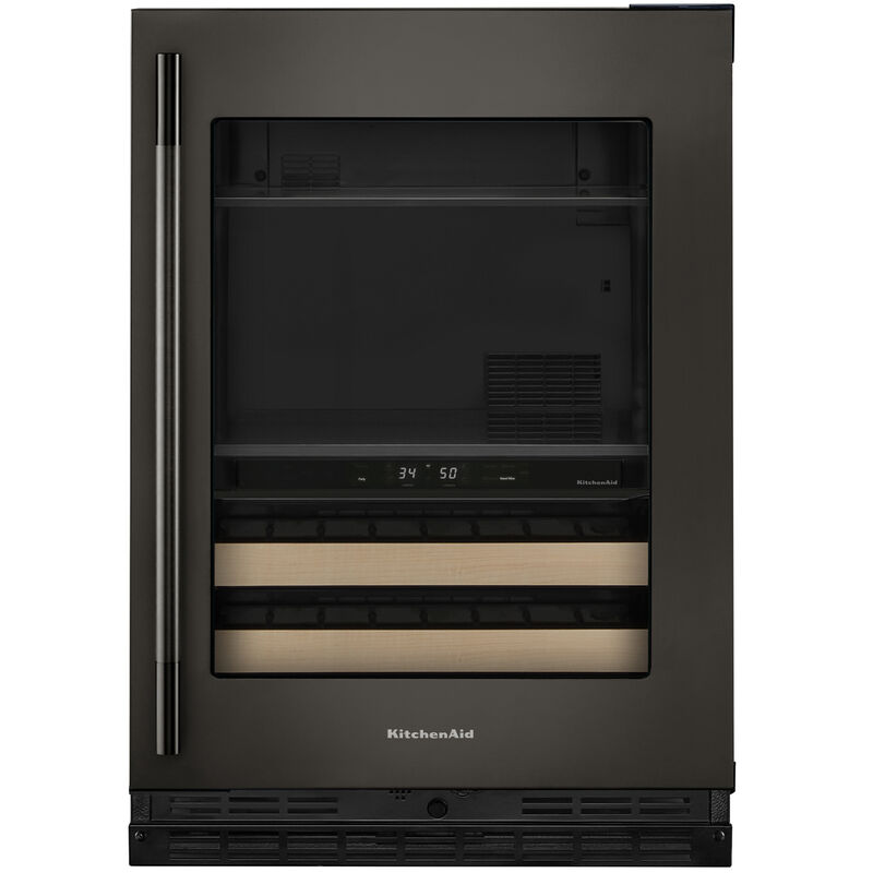KitchenAid 24 in. Built-In/Freestanding 4.8 cu. ft. Compact Beverage Center with Adjustable Shelves & Digital Control - Black Ore, Black Ore, hires