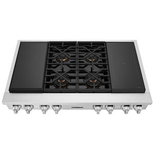 Signature Kitchen Suite 48 in. 6-Burner Smart Dual Fuel Natural Gas Rangetop with Simmer Burner & Power Burner - Stainless Steel, , hires