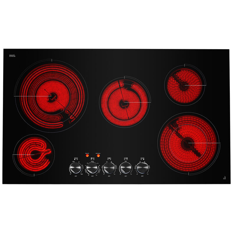 JennAir Oblivian Glass 36 in. 5-Burner Electric Cooktop with Simmer Burner & Power Burner - Black, , hires