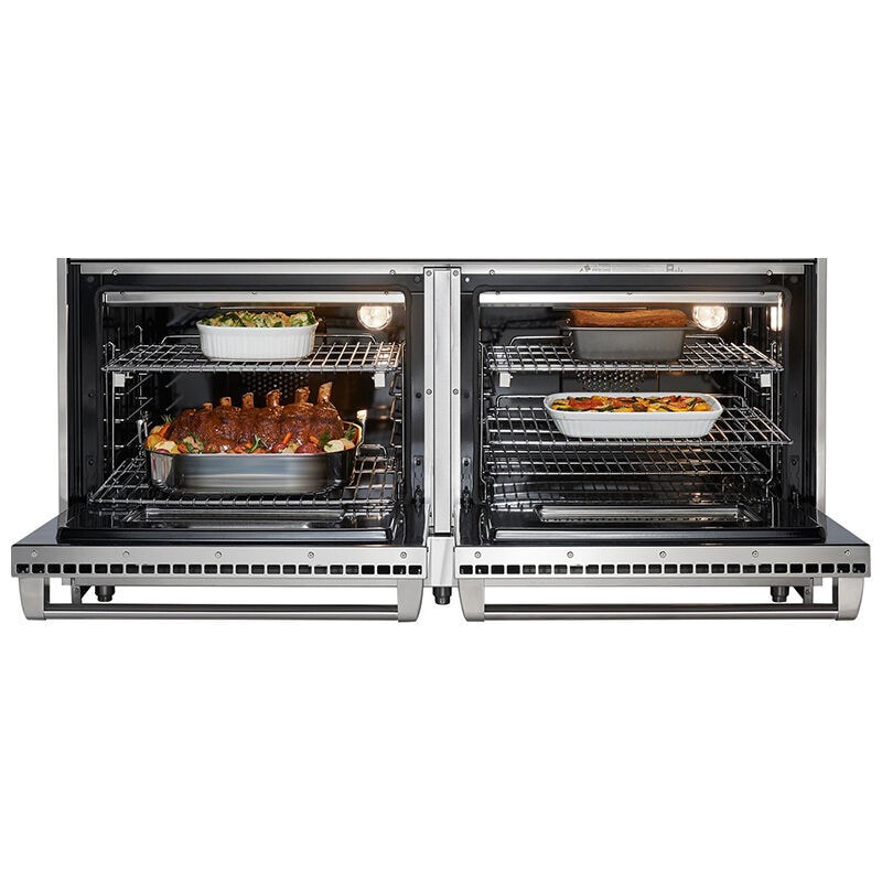 Wolf 60 in. 8.8 cu. ft. Standard Convection Double Oven Gas Range with 6 Sealed Burners, Grill & Griddle - Stainless Steel, , hires