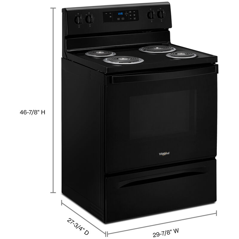Whirlpool 30 in. 4.8 cu. ft. Electric Range with Coil Burners - Black, Black, hires