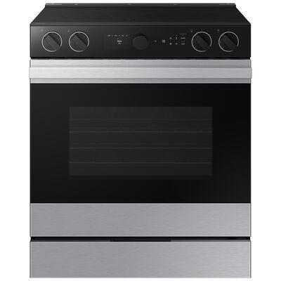 Samsung Bespoke 30 in. 6.3 cu. ft. Smart Air Fry Convection Oven Slide-In Electric Range with 5 Radiant Burners - Stainless Steel | NSE6DG8700SR