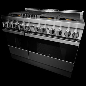 JennAir Noir Series 48 in. 6.3 cu. ft. Smart Convection Double Oven Freestanding Gas Range with 6 Sealed Burners & Grill - Stainless Steel, , hires