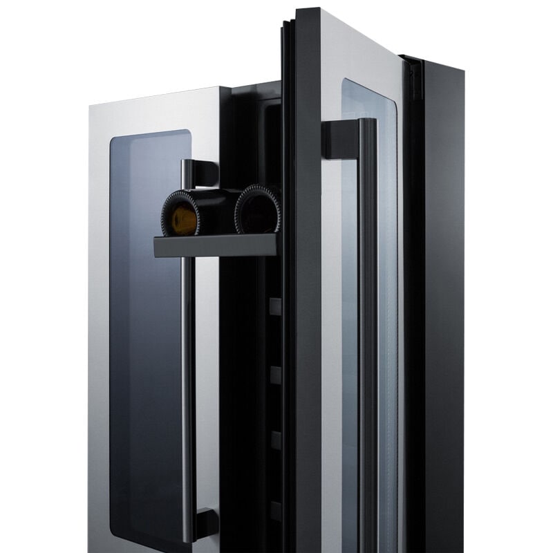 Summit 24 in. Undercounter Wine Cooler with Glass & Wood Racks, Dual Temperature Zones & 21 Bottle Capacity - Stainless Steel, , hires