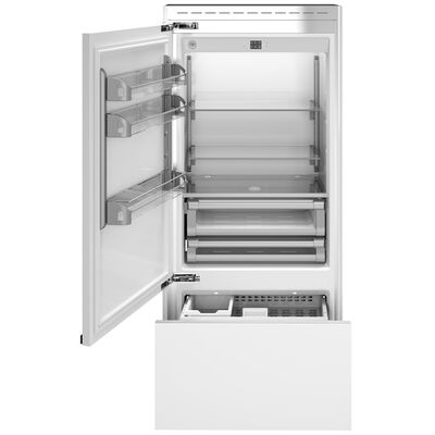 Bertazzoni 36 in. Built-In 19.6 cu. ft. Counter Depth Bottom Freezer Refrigerator with Ice Maker Left-Hand Door Swing - Custom Panel Ready | REF36BMBIPLT