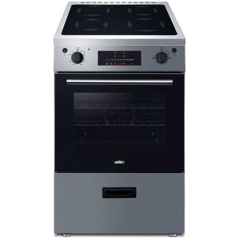 Summit 24 in. 2.6 cu. ft. Standard Convection Slide-In Electric Range with 4 Induction Burners - Stainless Steel, Stainless Steel, hires
