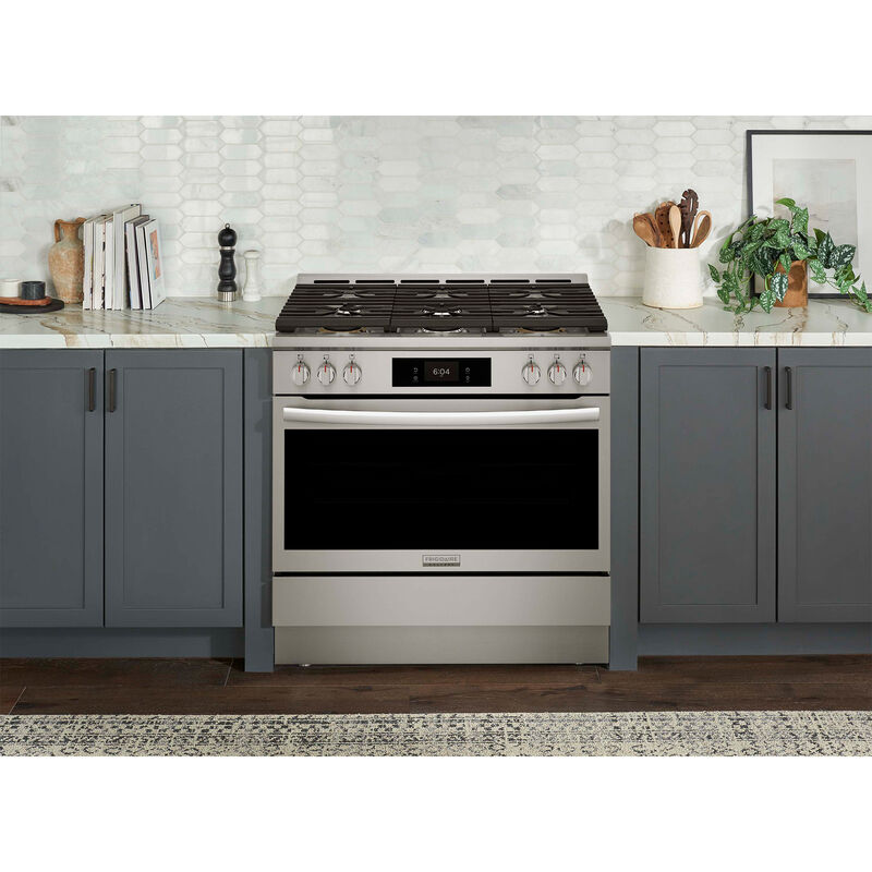Frigidaire Gallery 36 in. 4.6 cu. ft. Air Fry Convection Oven Freestanding Natural Gas Range with 6 Sealed Burners - Stainless Steel, , hires
