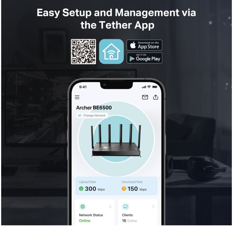 TP Link Archer BE6500 Dual-Band Wi-Fi 7 Router, , hires