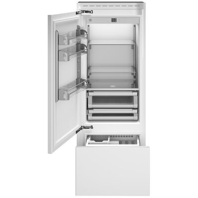 Bertazzoni 30 in. 15.5 cu. ft. Built-In Counter Depth Bottom Freezer Refrigerator with Ice Maker - Custom Panel Ready | REF30BMBIPLT