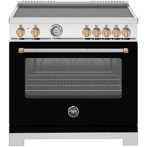 Bertazzoni Master Series 36 in. 5.9 cu. ft. Dual Convection Electric Range with 5 Induction Burners - Matte Black, , hires