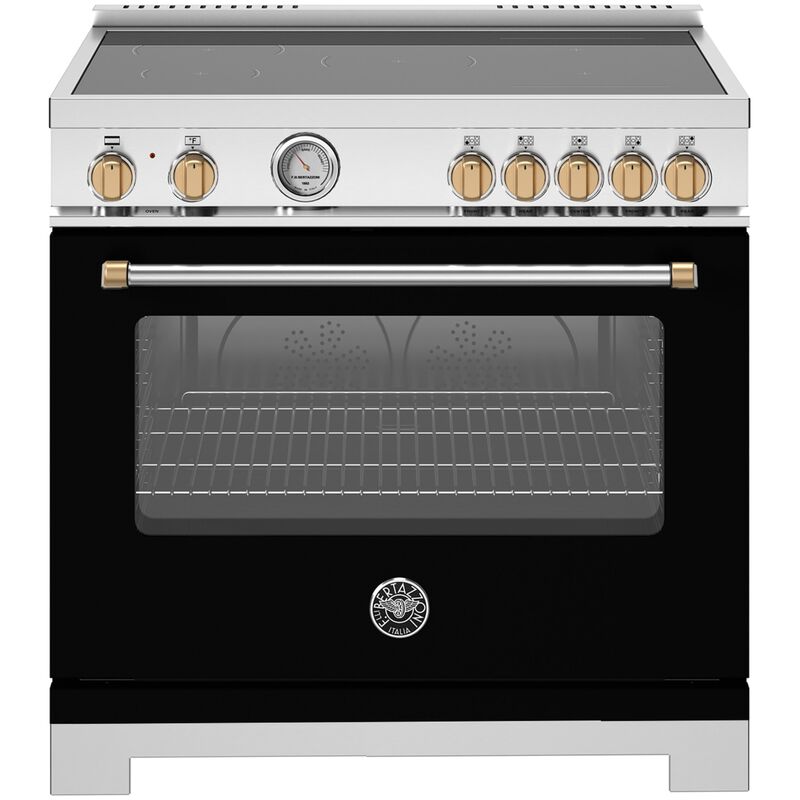 Bertazzoni Master Series 36 in. 5.9 cu. ft. Dual Convection Electric Range with 5 Induction Burners - Matte Black, , hires