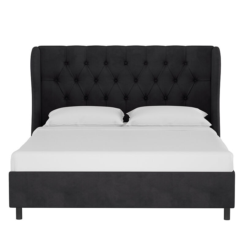 Black velvet wingback bed sales