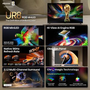 Hisense - 85" Class UR8 Series RGB Mini-LED 4K UHD Smart Google TV, , hires