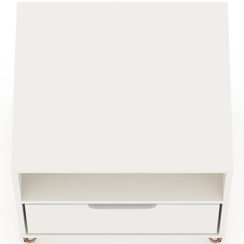 Manhattan Comfort Rockefeller Mid-Century Modern 1-Drawer Nightstand White, White, hires