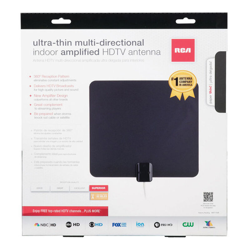 RCA Ultra-Thin Indoor HDTV Antenna, , hires