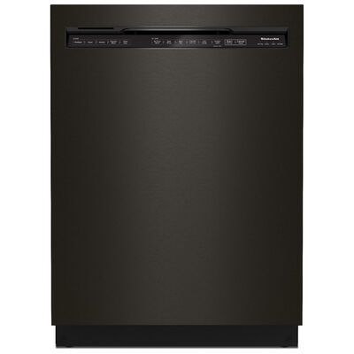 KitchenAid 24 in. Built-In Dishwasher with Front Control, 44 dBA Sound Level, 16 Place Settings, 5 Wash Cycles & Sanitize Cycle - Black Stainless Steel with PrintShield Finish | KDFM404KBS