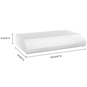 Whirlpool 30 in. Standard Style Range Hood with 2 Speed Settings, Ducted Venting & 1 Incandescent Light - White, , hires