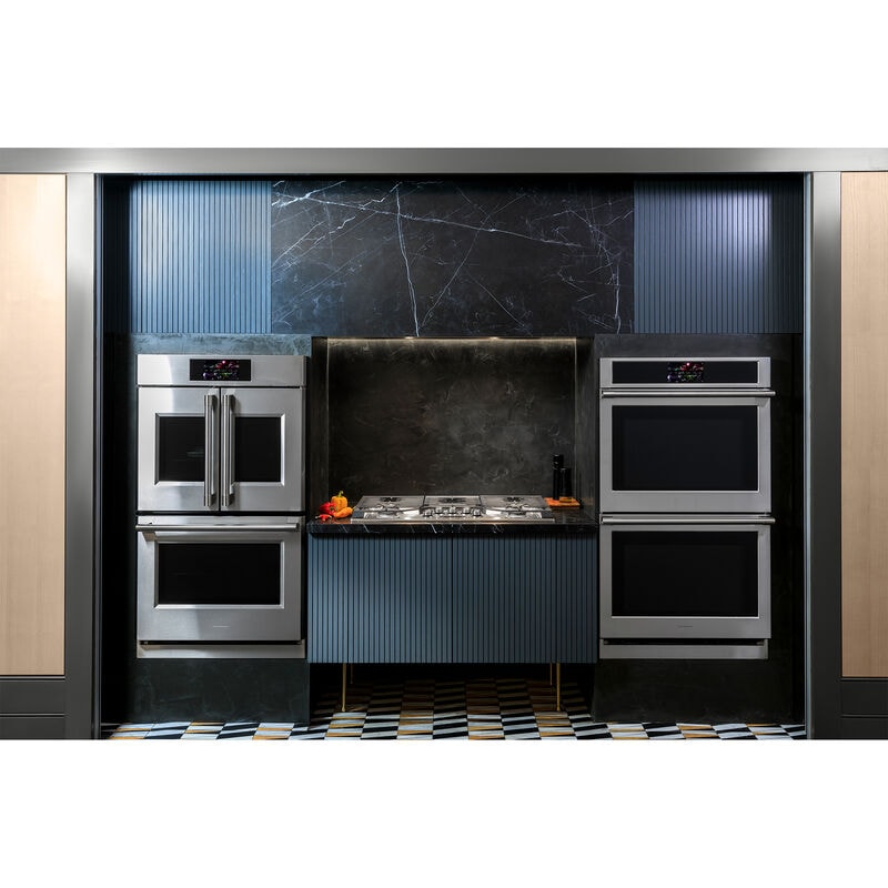 Monogram Statement Series 30 in. 10 cu. ft. Smart Top Control SpeedElectric Double Wall Oven with True European Convection - Stainless Steel, , hires