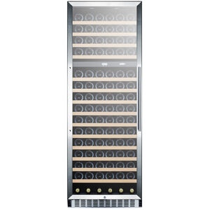 Summit 24" 15.9 Cu. Ft. Built-In/Freestanding Wine Cooler with 160 Bottles Capacity, Dual Temperature Zones & Digital Temperature Control - Stainless Steel, , hires